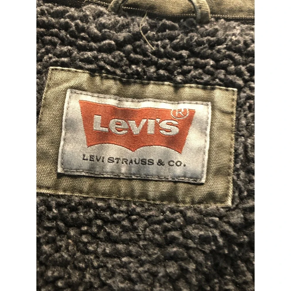 Vintage Levi's Jacket Large Green Cotton Sherpa Lined Utility Cargo Military